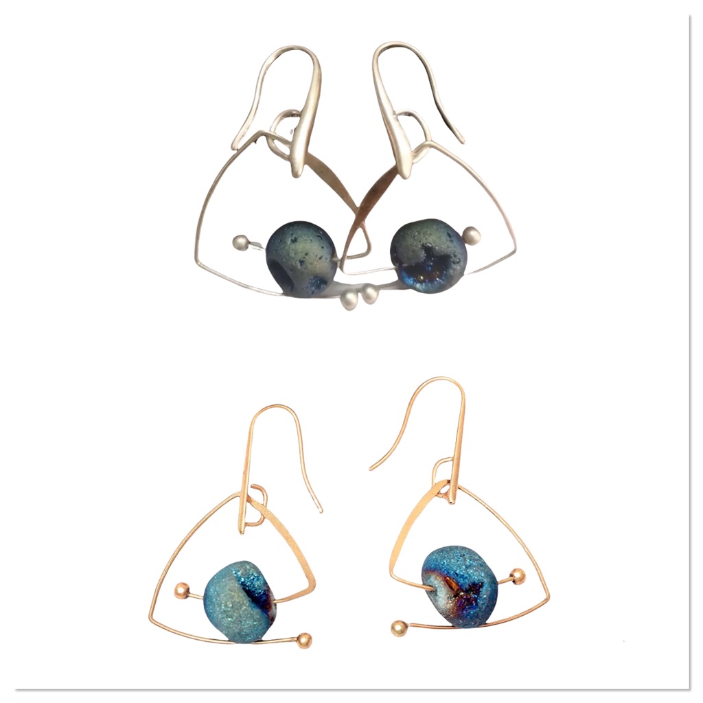 Starry Sky Natural Stone Geometric Earrings